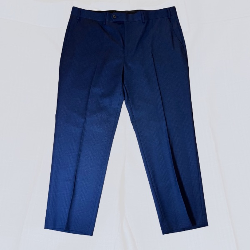 Lauren Ralph Lauren Men's Blue Plaid Wool Blend Dress Pants 38x30